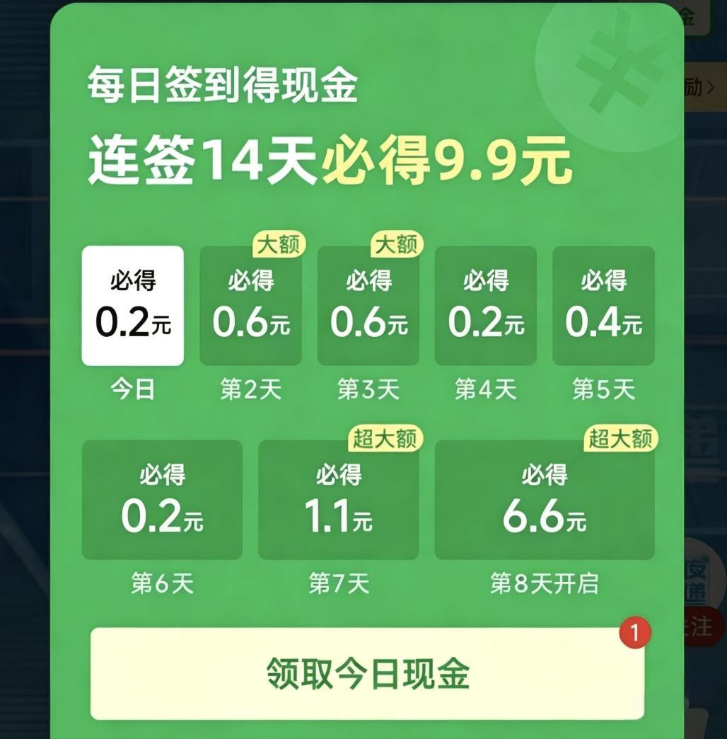 拼多多连签14天必得9.9元